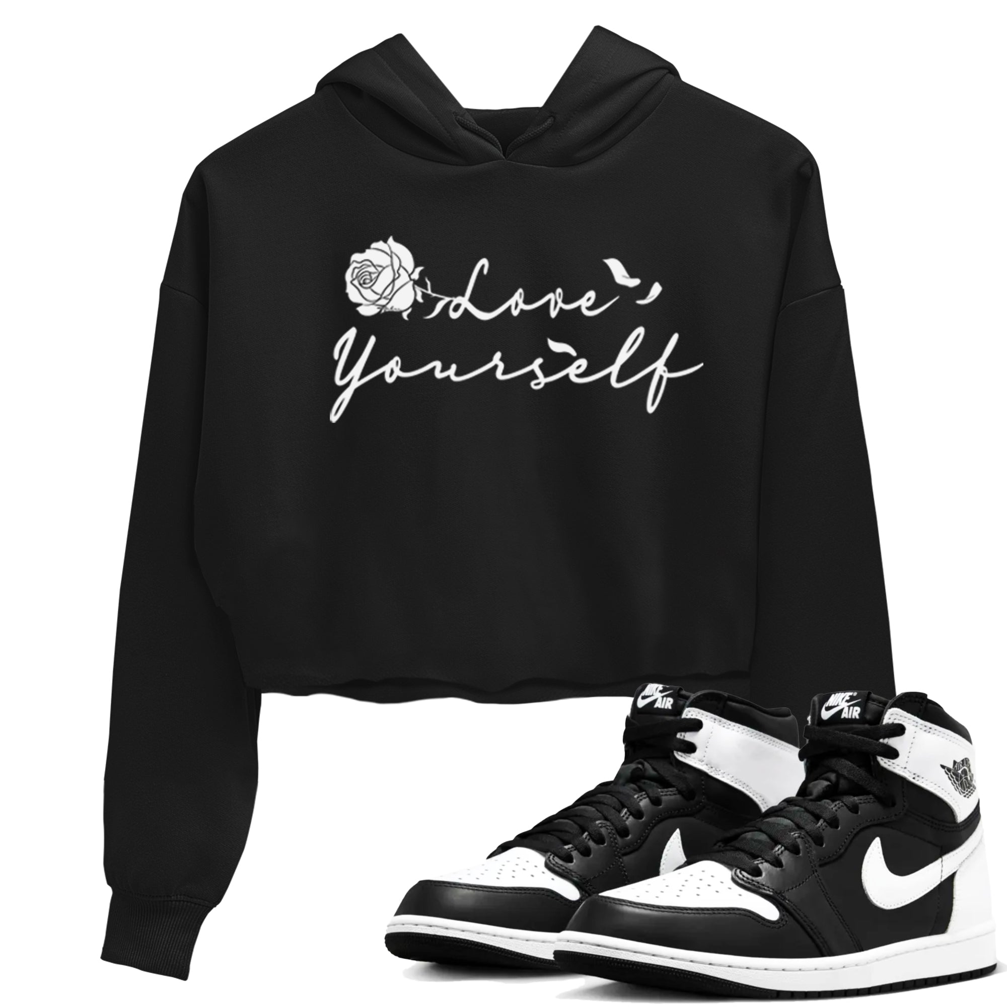 Love Yourself snkmatch Women's Top - Air Jordan 1 Black White