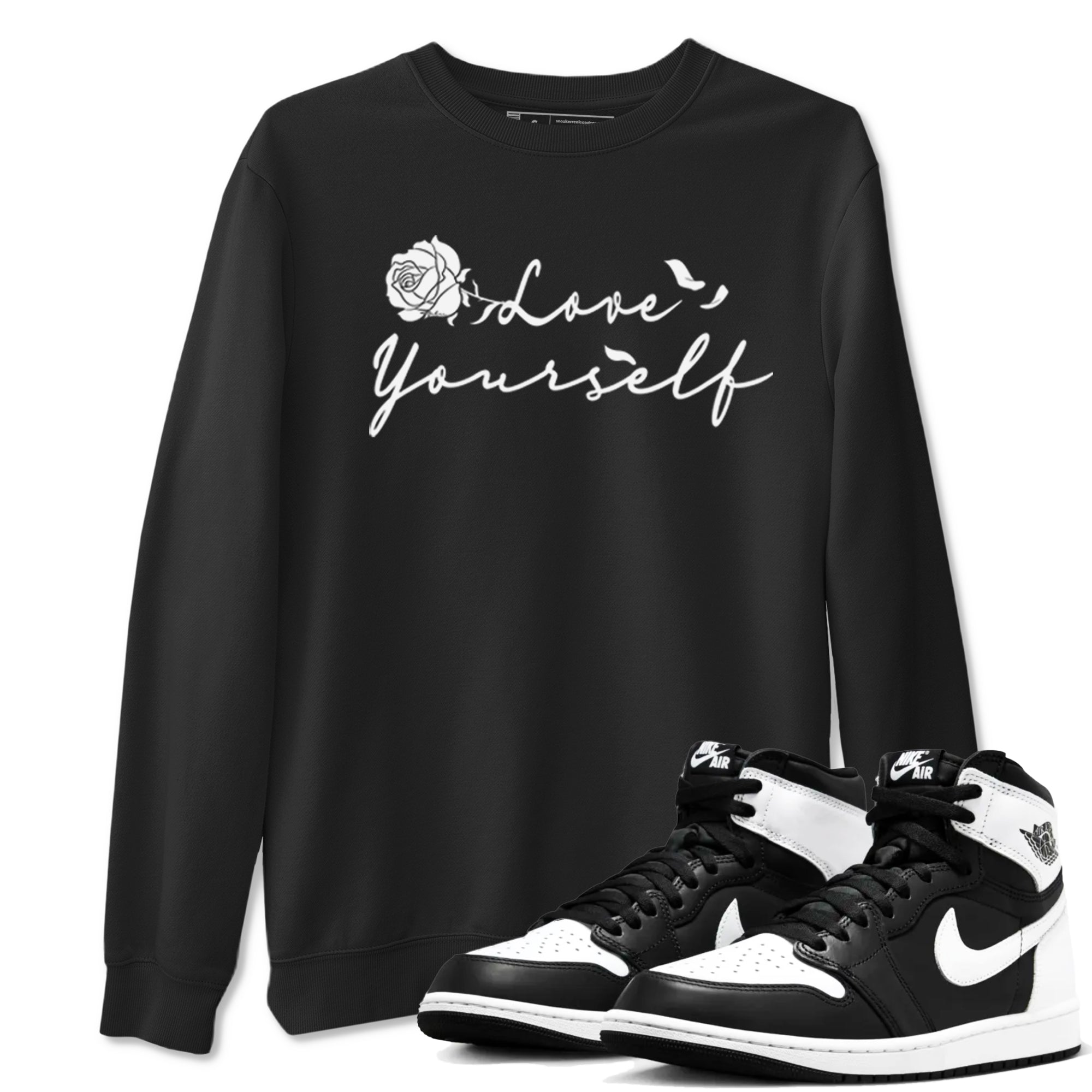 Love Yourself snkmatch Tees - Air Jordan 1 Black White