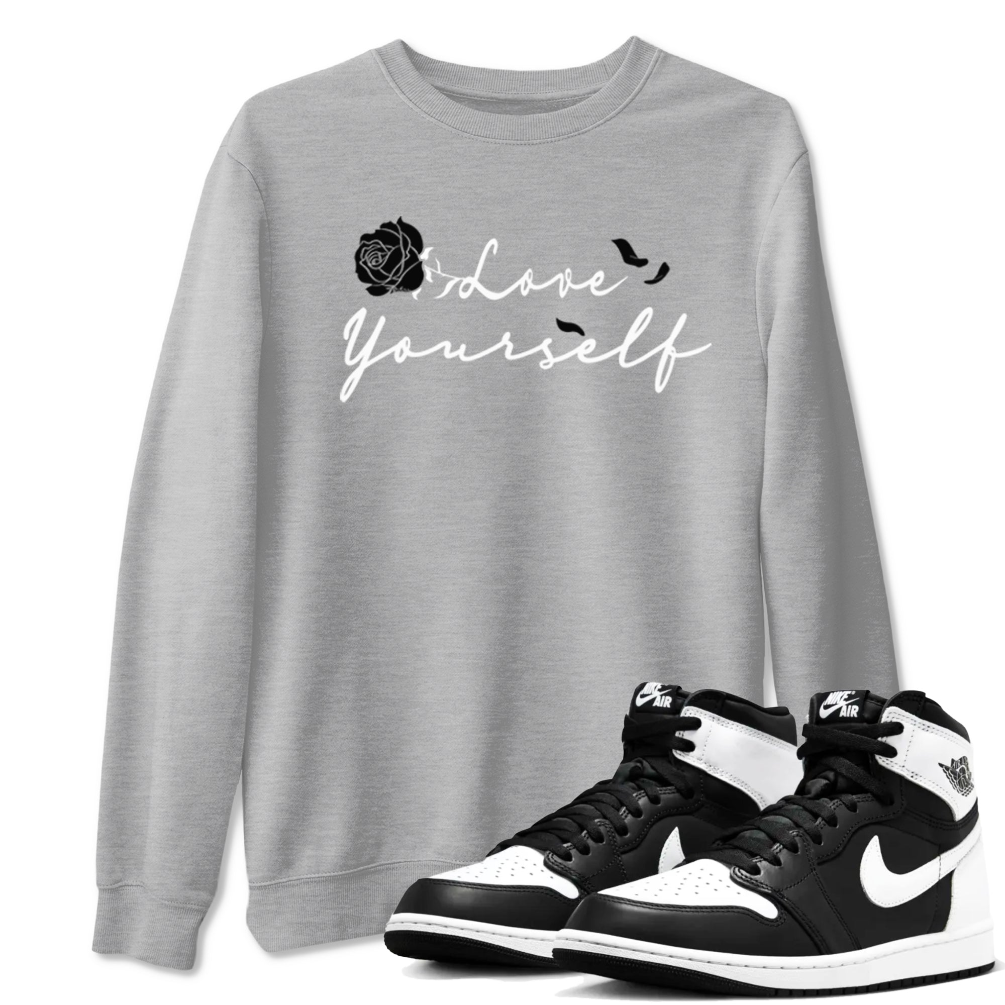 Love Yourself snkmatch Tees - Air Jordan 1 Black White