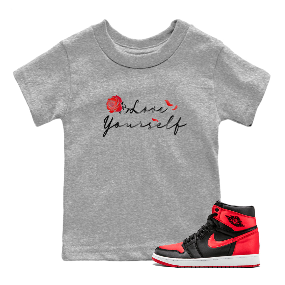 Love Yourself snkmatch Tee Kids - Air Jordan 1 Satin Bred