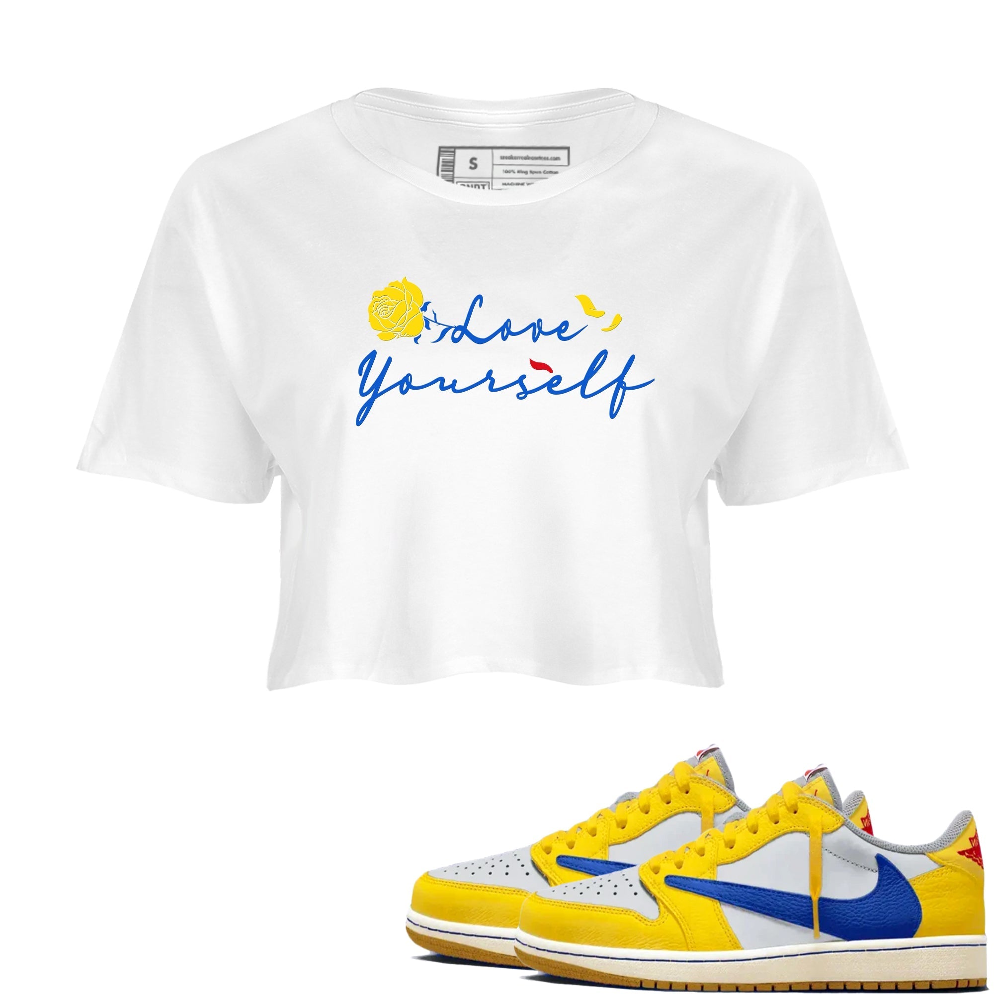 Love Yourself snkmatch Women's Top - Air Jordan 1 Travis Scott Canary