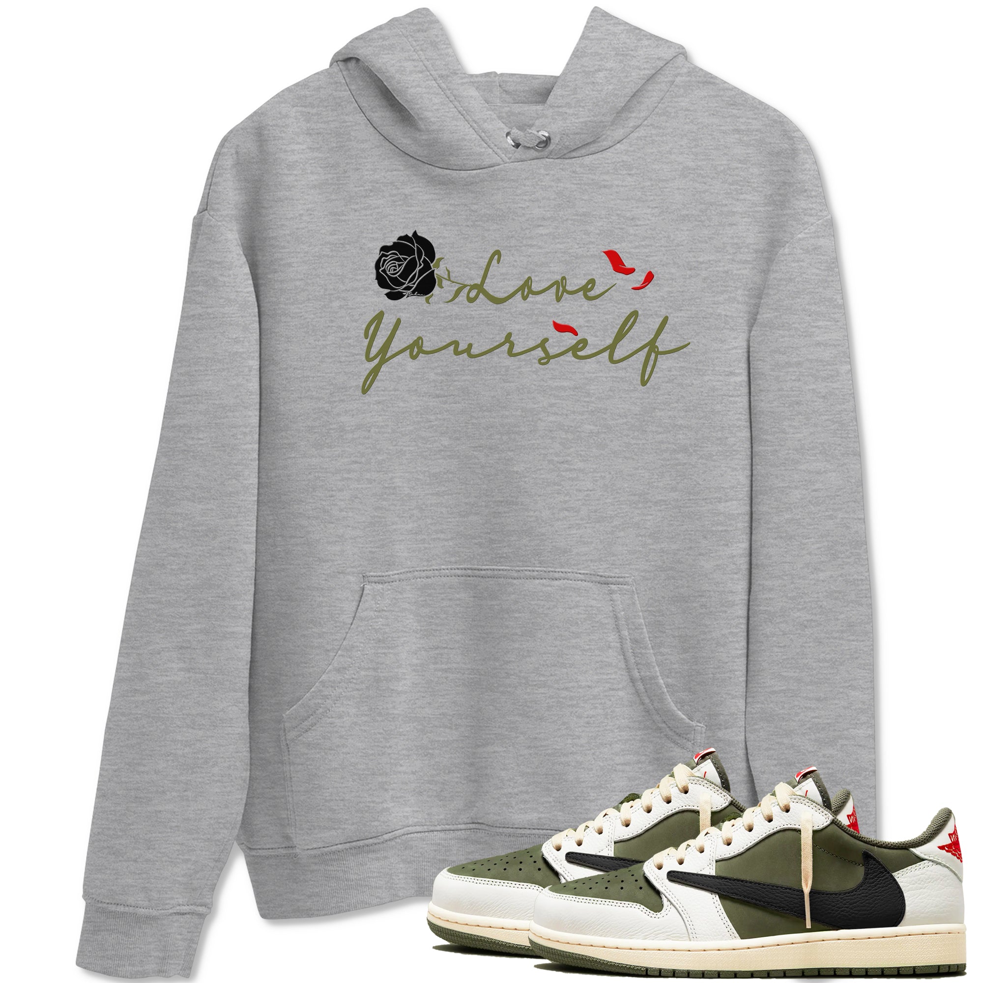 Love Yourself snkmatch Tees - Air Jordan 1 Travis Scott Medium Olive