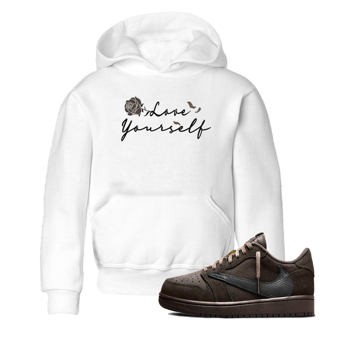 Love Yourself snkmatch Tees Kids - Air Jordan 1 Travis Scott Velvet Brown