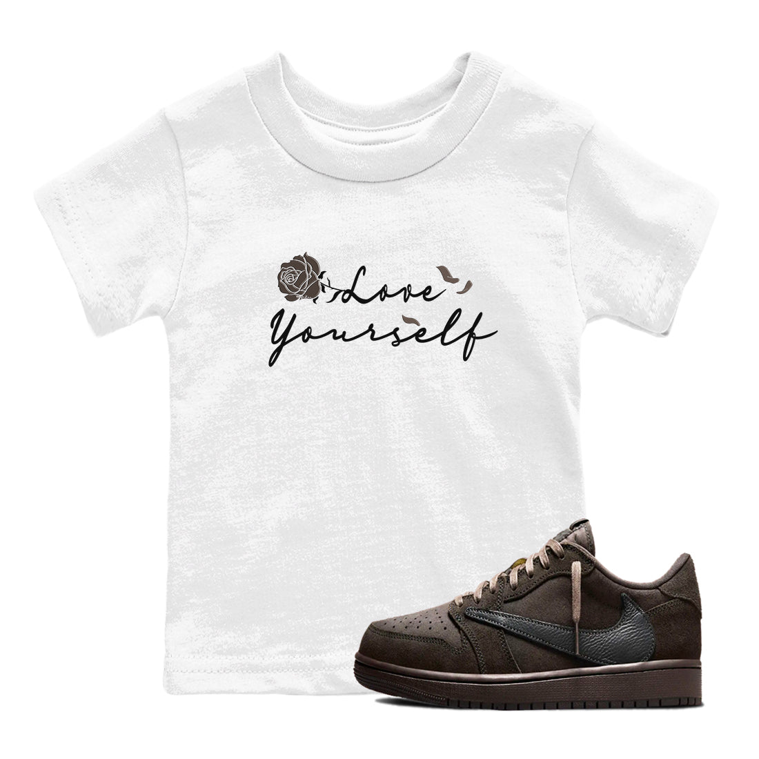 Love Yourself snkmatch Tees Kids - Air Jordan 1 Travis Scott Velvet Brown