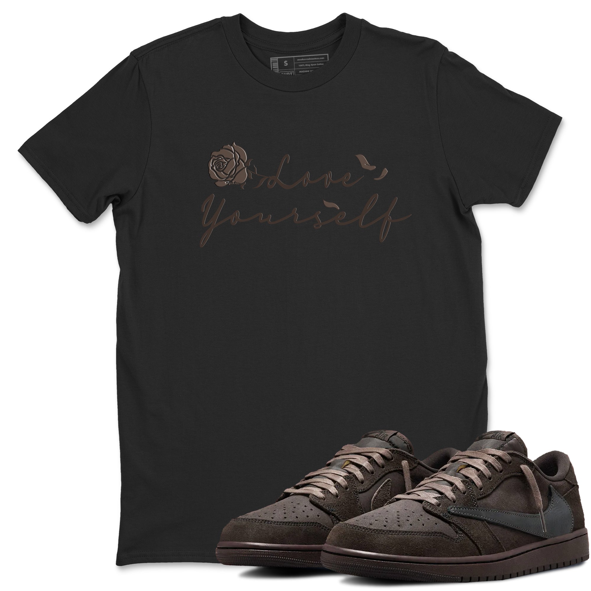 Love Yourself snkmatch Tees - Air Jordan 1 Travis Scott Velvet Brown