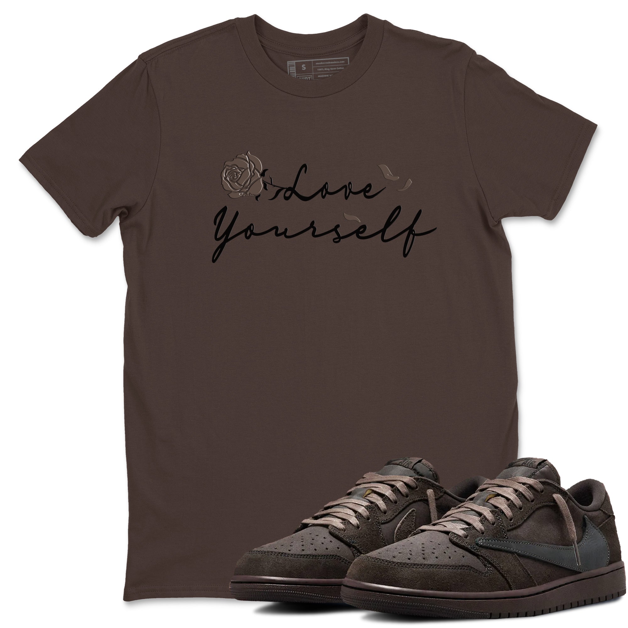 Love Yourself snkmatch Tees - Air Jordan 1 Travis Scott Velvet Brown
