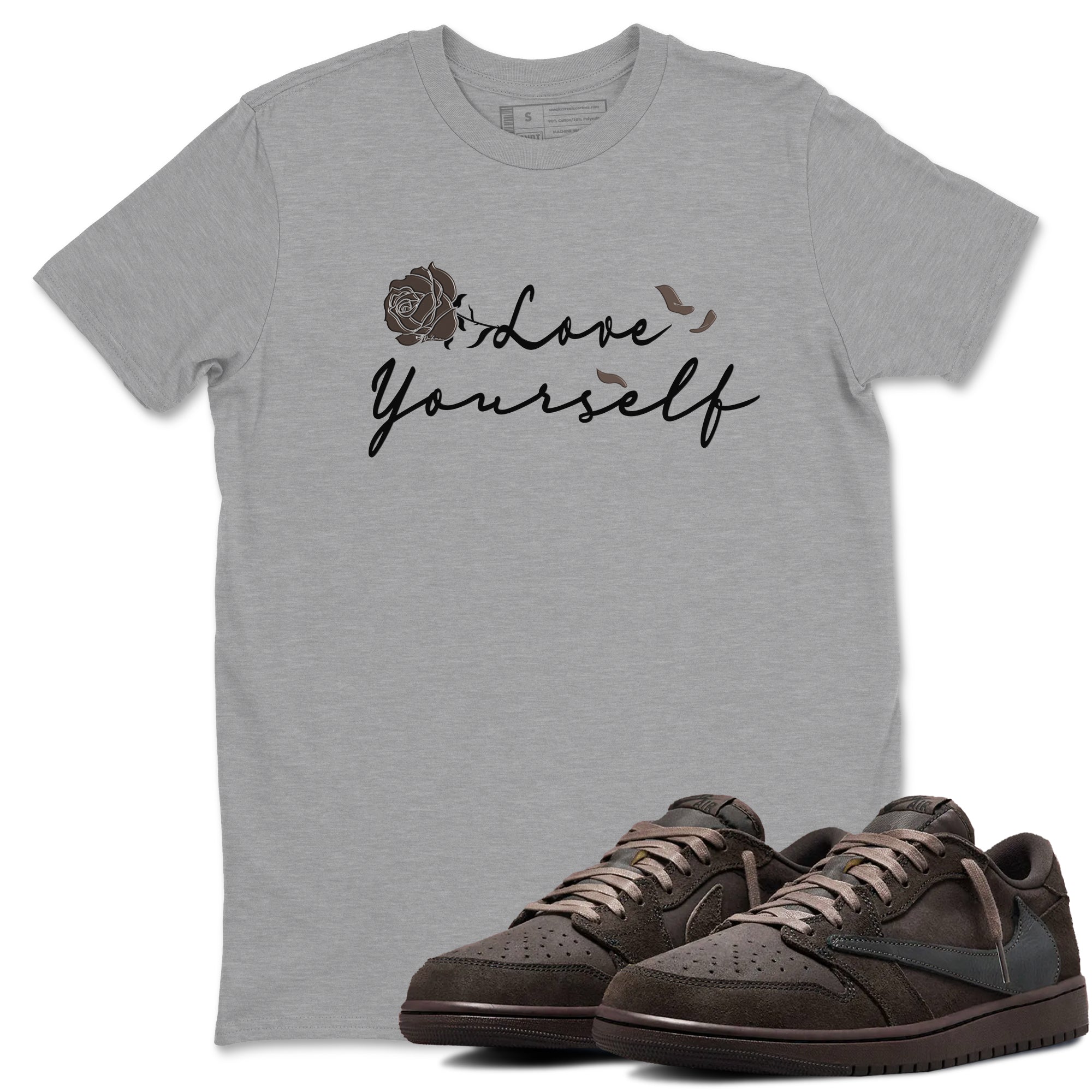 Love Yourself snkmatch Tees - Air Jordan 1 Travis Scott Velvet Brown