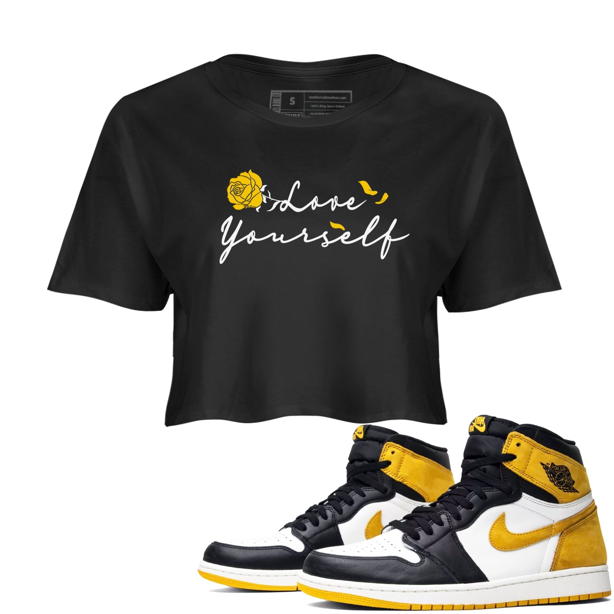 Love Yourself snkmatch Tees Crop Top - Air Jordan 1 Yellow Ochre
