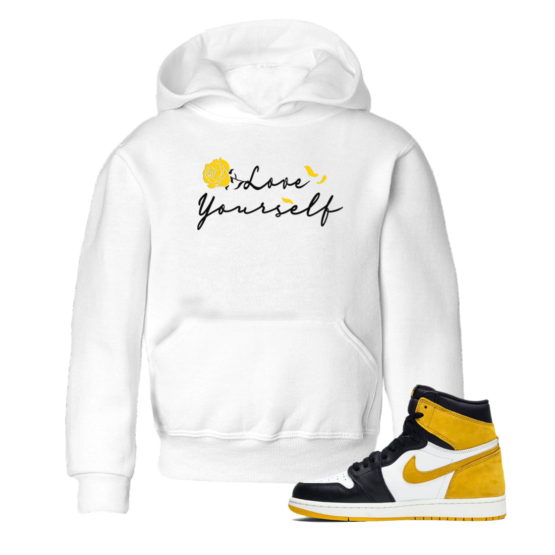 Love Yourself snkmatch Tees Kids - Air Jordan 1 Yellow Ochre