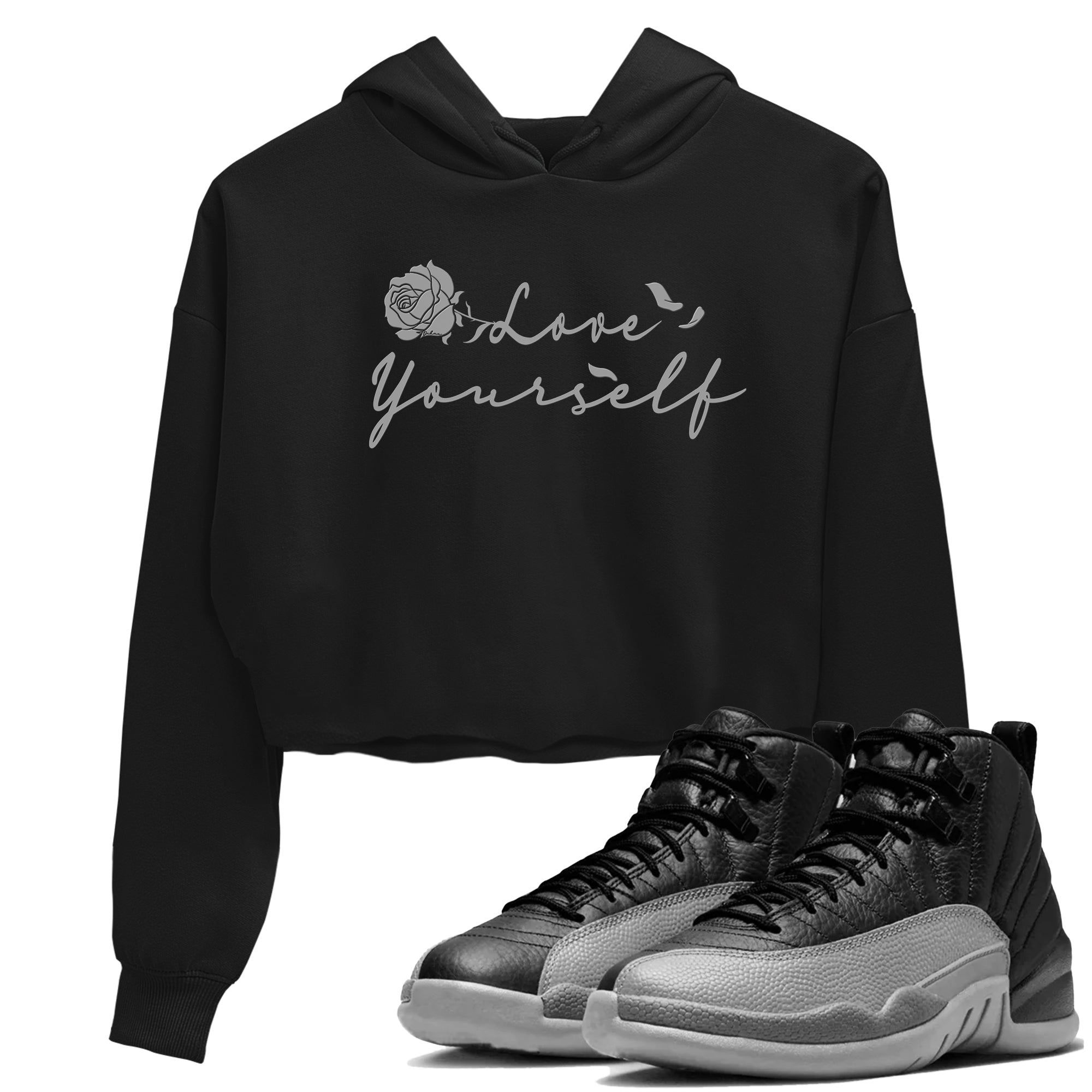 Love Yourself snkmatch Women's Top - Air Jordan 12 Black Wolf Grey