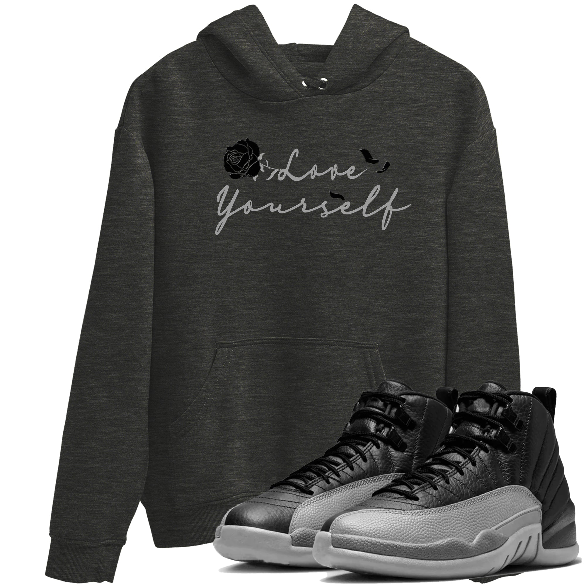 Love Yourself snkmatch Tees - Air Jordan 12 Black Wolf Grey
