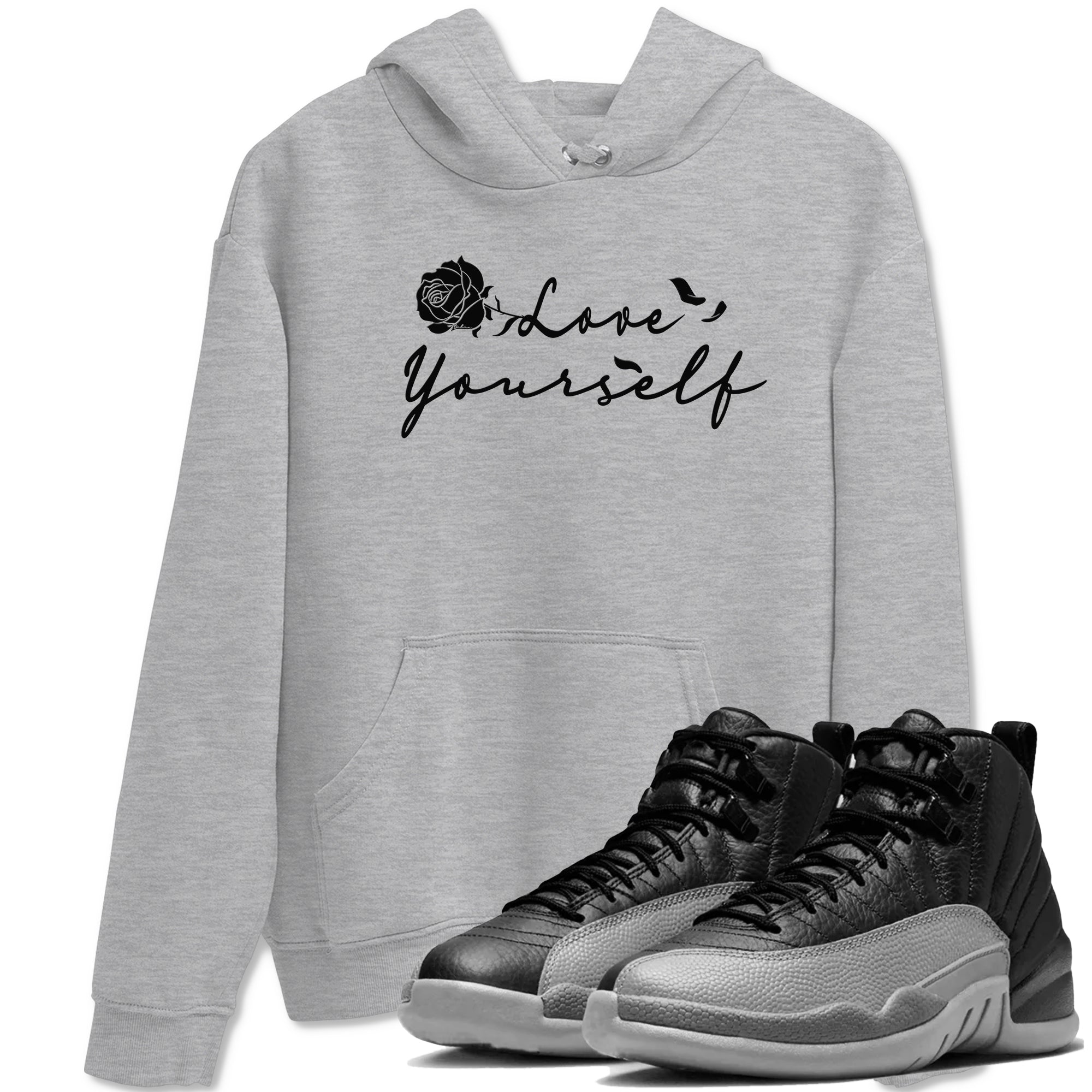 Love Yourself snkmatch Tees - Air Jordan 12 Black Wolf Grey