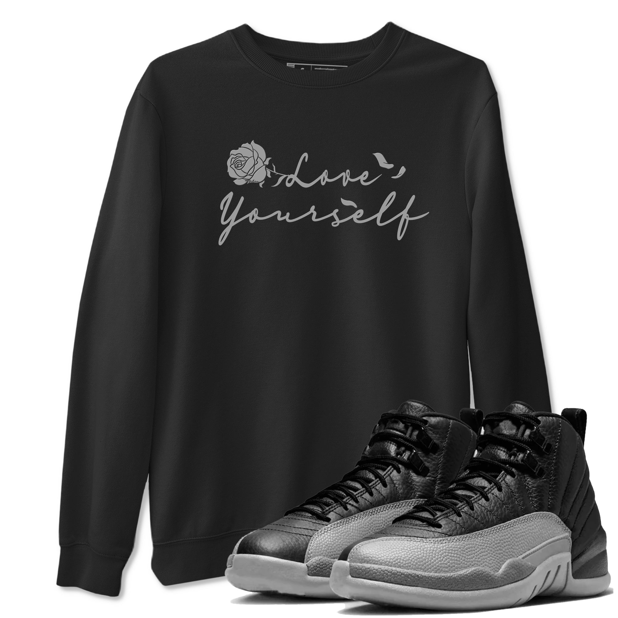 Love Yourself snkmatch Tees - Air Jordan 12 Black Wolf Grey