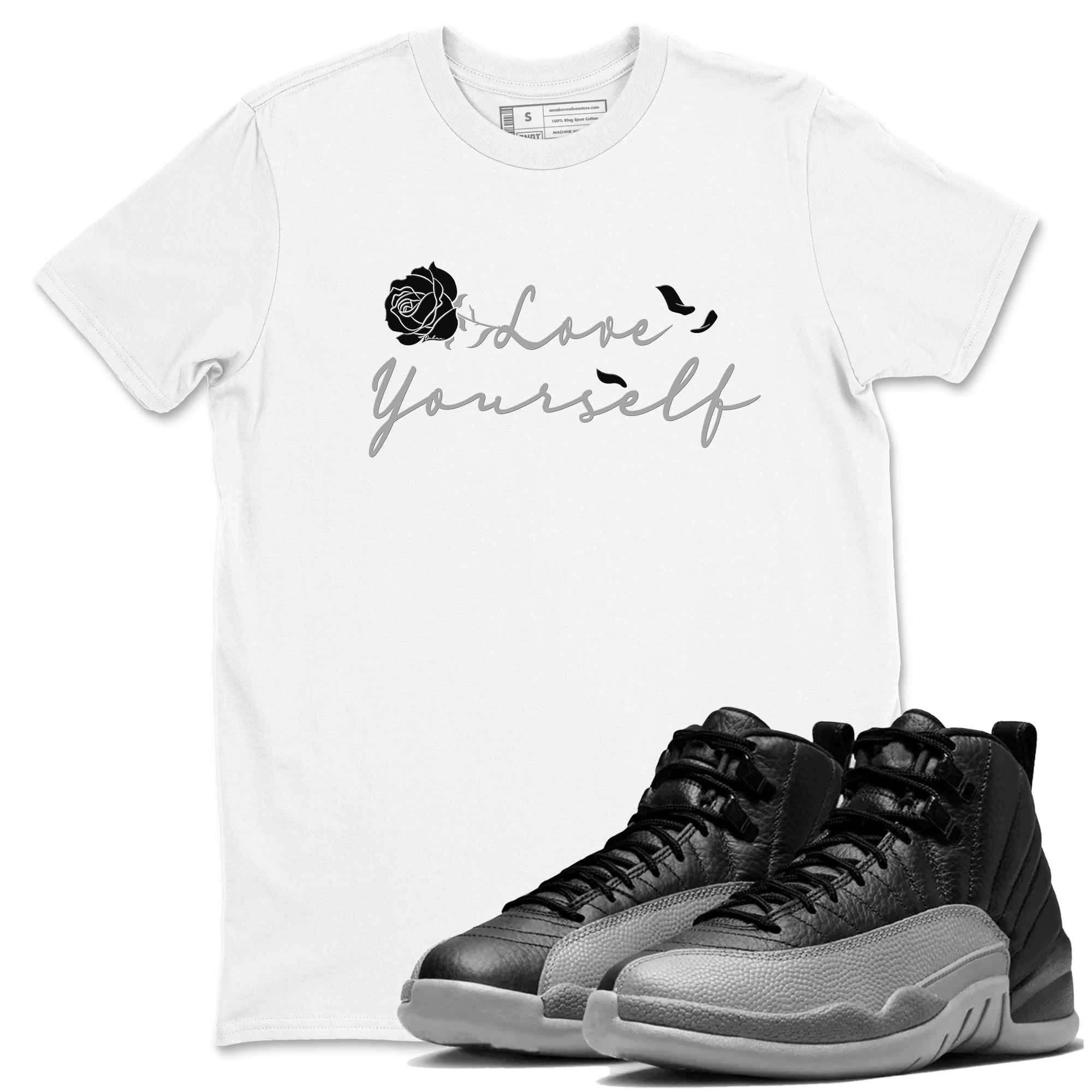 Love Yourself snkmatch Tees - Air Jordan 12 Black Wolf Grey