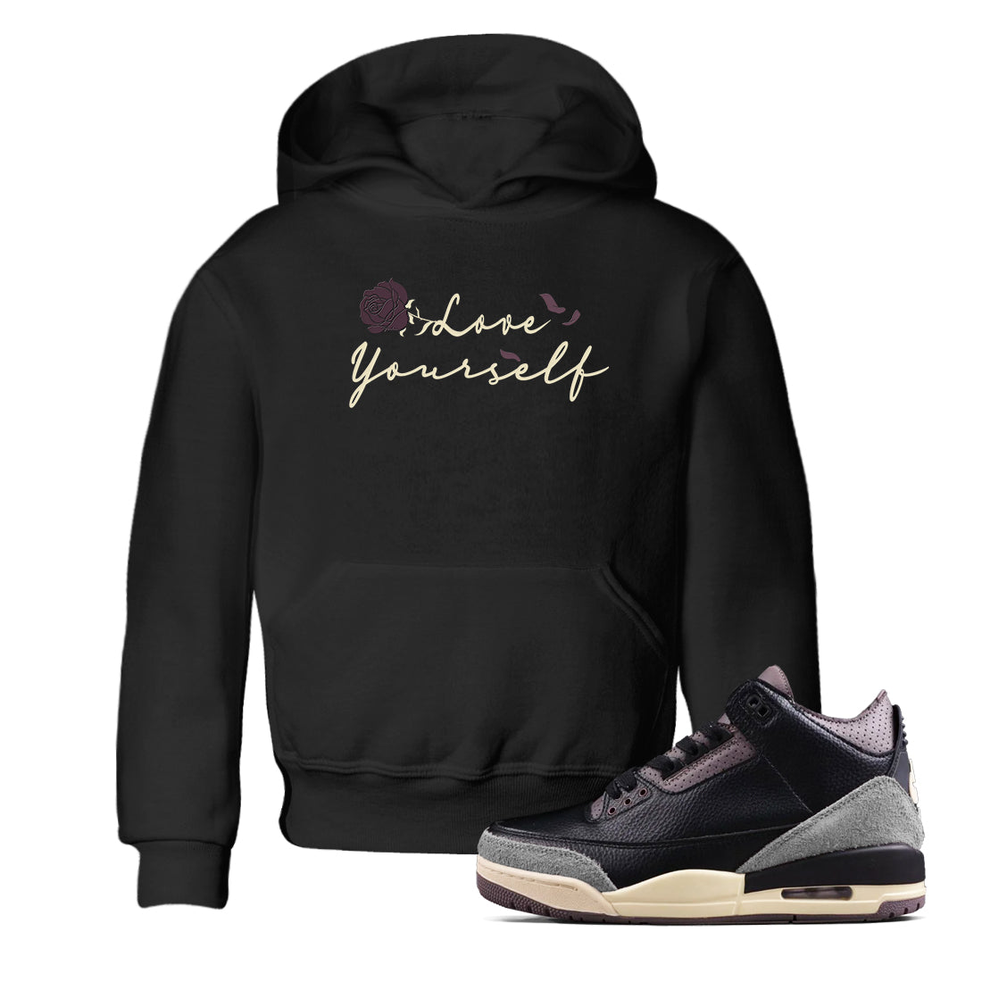 Love Yourself snkmatch Tees Kids - Air Jordan 3 A Ma Maniere x Black