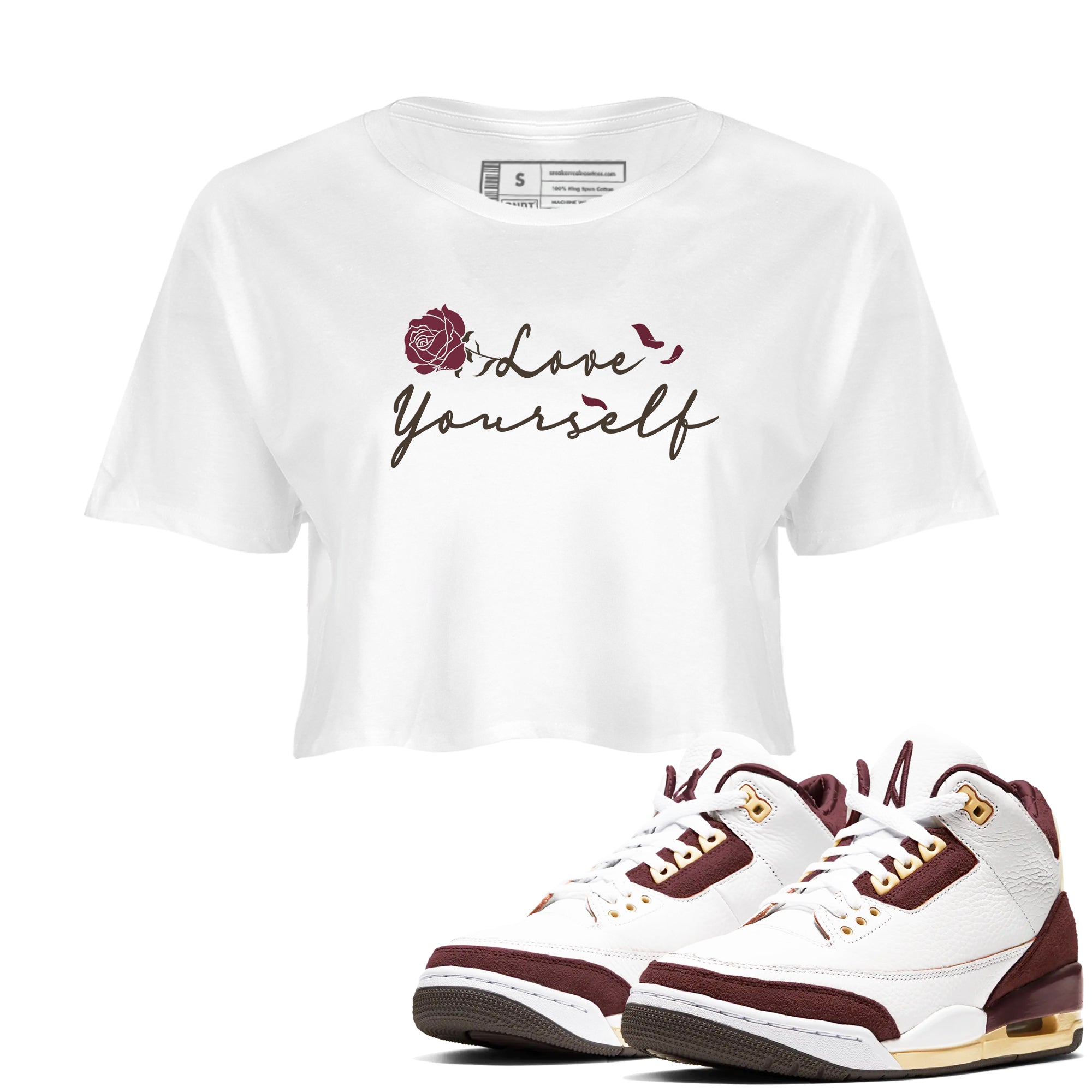 Love Yourself snkmatch Women's Top - Air Jordan 3 A Ma Maniere x Burgundy Crush