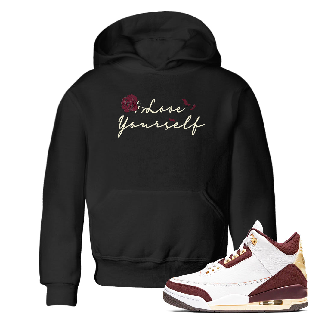 Love Yourself snkmatch Tees Kids - Air Jordan 3 A Ma Maniere x Burgundy Crush