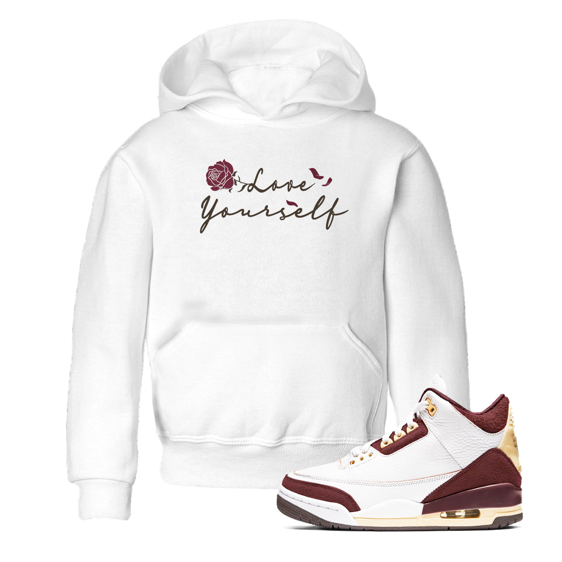 Love Yourself snkmatch Tees Kids - Air Jordan 3 A Ma Maniere x Burgundy Crush
