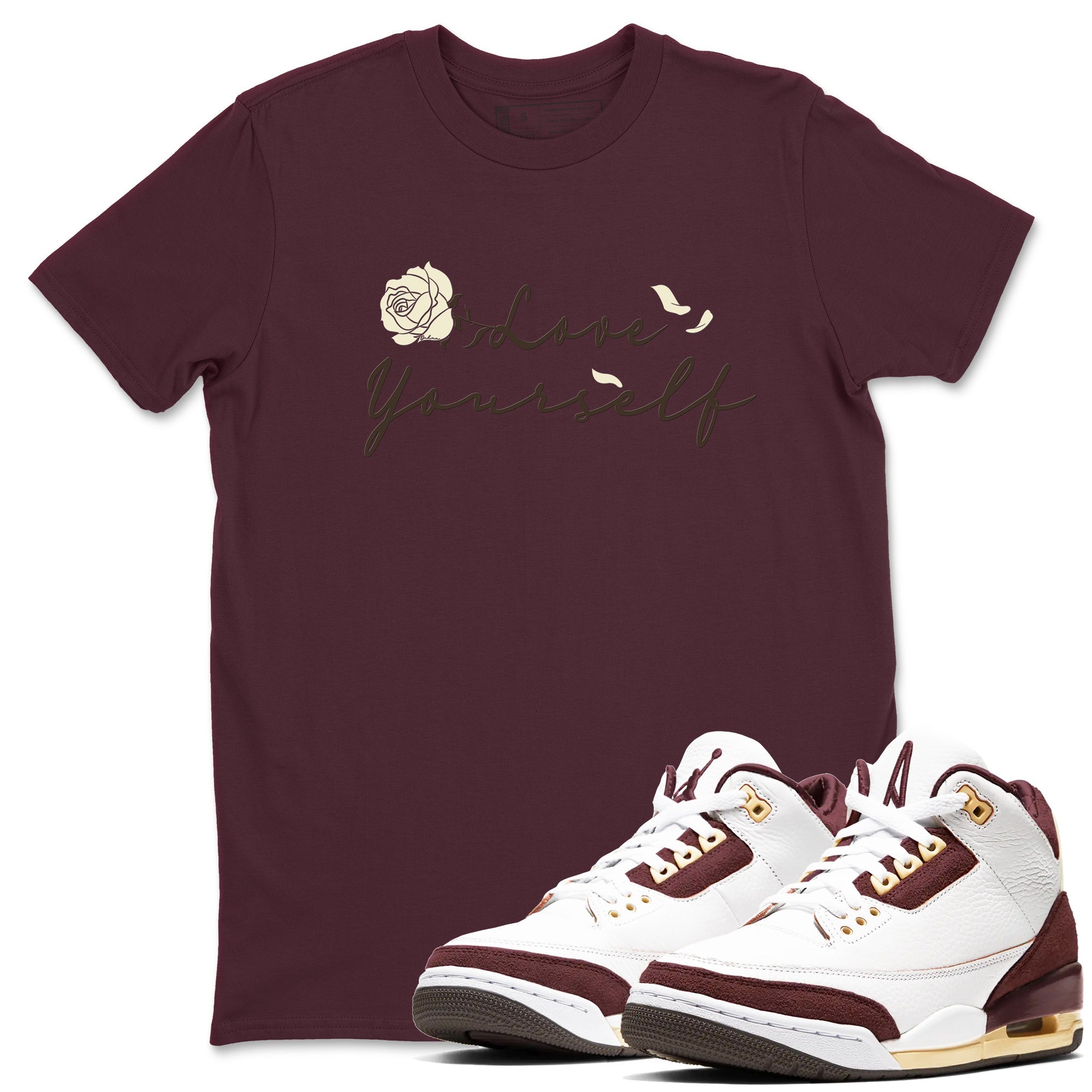 Love Yourself snkmatch Tees - Air Jordan 3 A Ma Maniere x Burgundy Crush