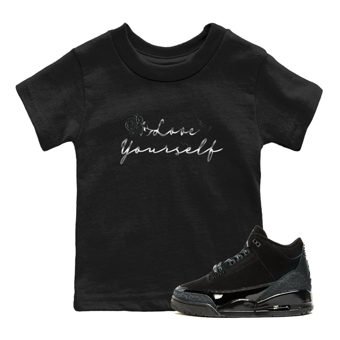 Love Yourself snkmatch Tees Kids - Air Jordan 3 Black Cat