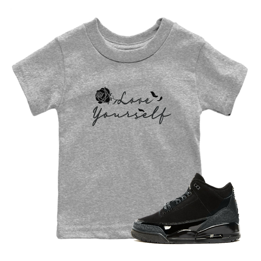 Love Yourself snkmatch Tees Kids - Air Jordan 3 Black Cat