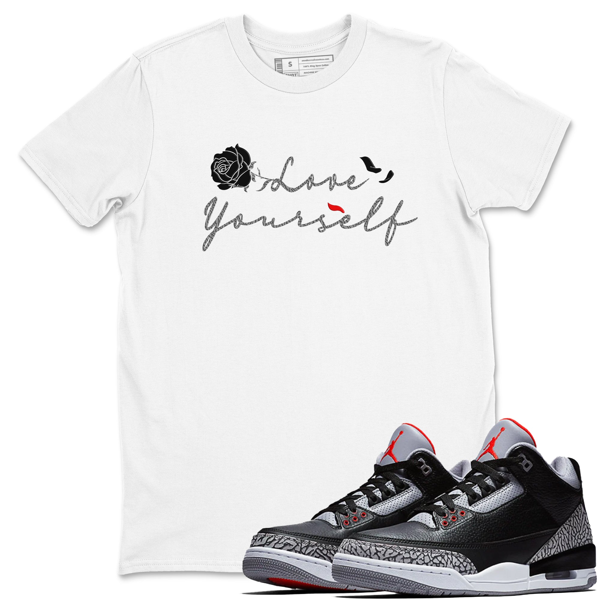 Love Yourself snkmatch Tees - Air Jordan 3 Black Cement