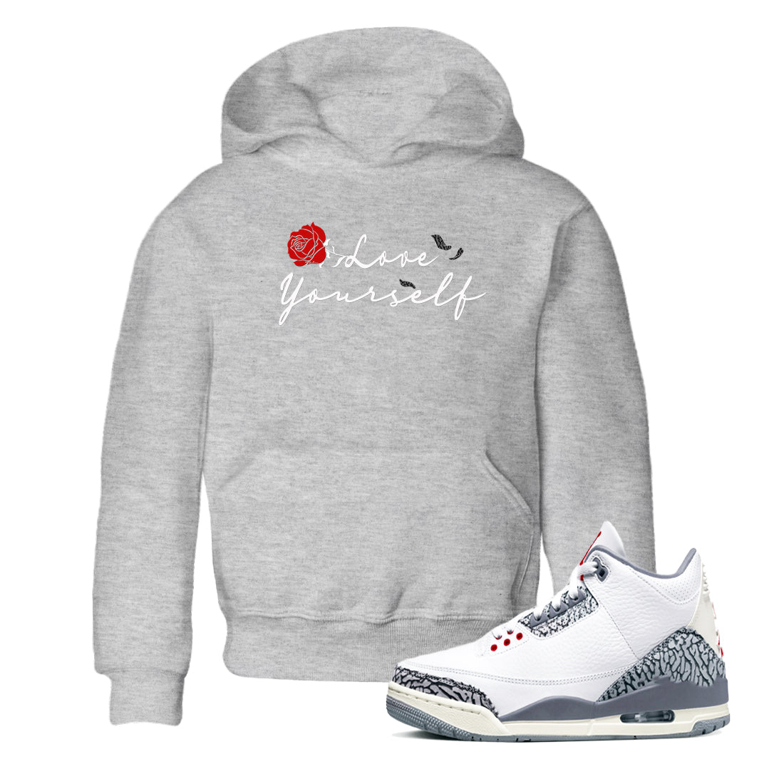 Love Yourself snkmatch Tees Kids - Air Jordan 3 Cement Grey