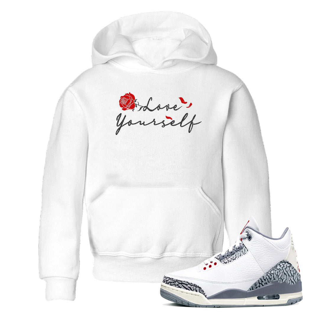 Love Yourself snkmatch Tees Kids - Air Jordan 3 Cement Grey
