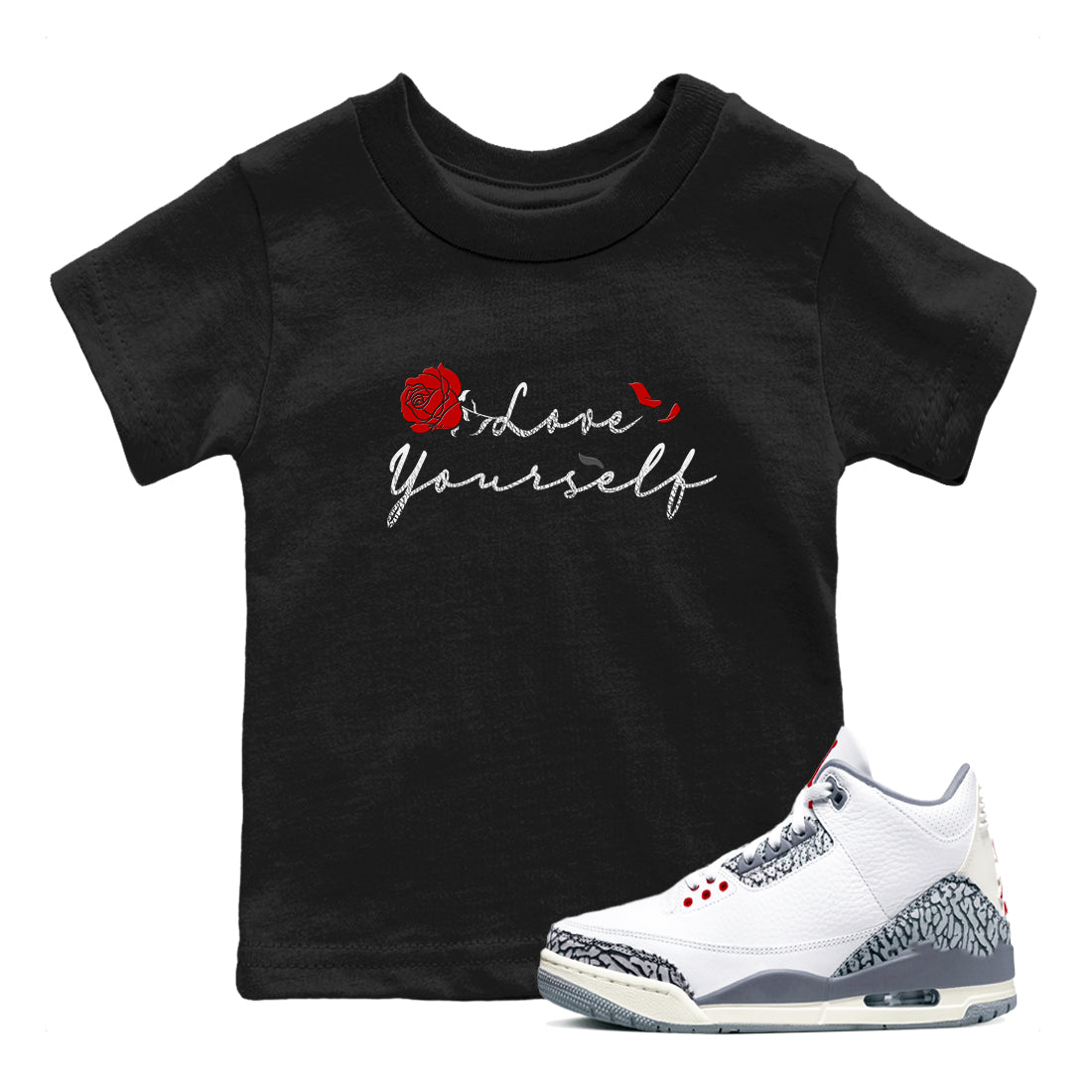 Love Yourself snkmatch Tees Kids - Air Jordan 3 Cement Grey