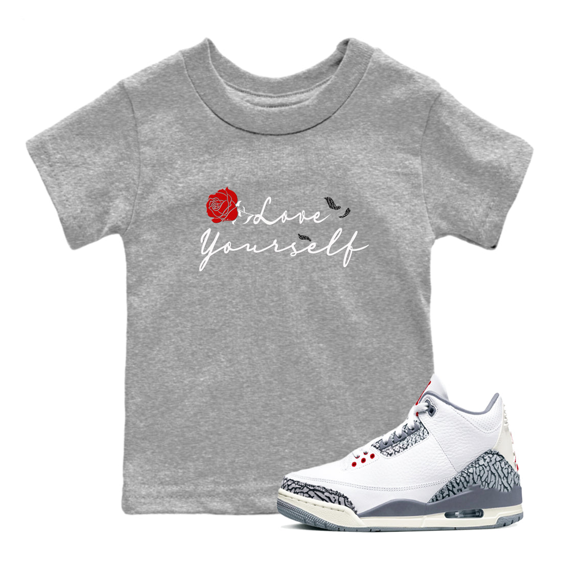 Love Yourself snkmatch Tees Kids - Air Jordan 3 Cement Grey