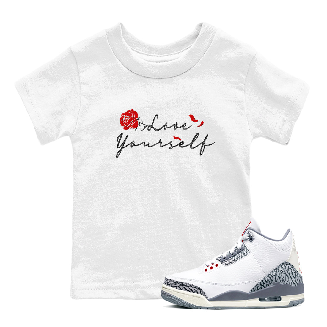 Love Yourself snkmatch Tees Kids - Air Jordan 3 Cement Grey
