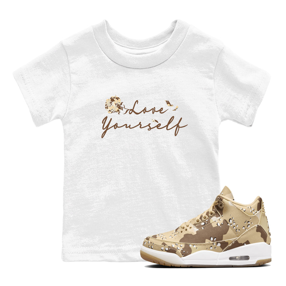 Love Yourself snkmatch Tees Kids - Air Jordan 3 Desert Camo