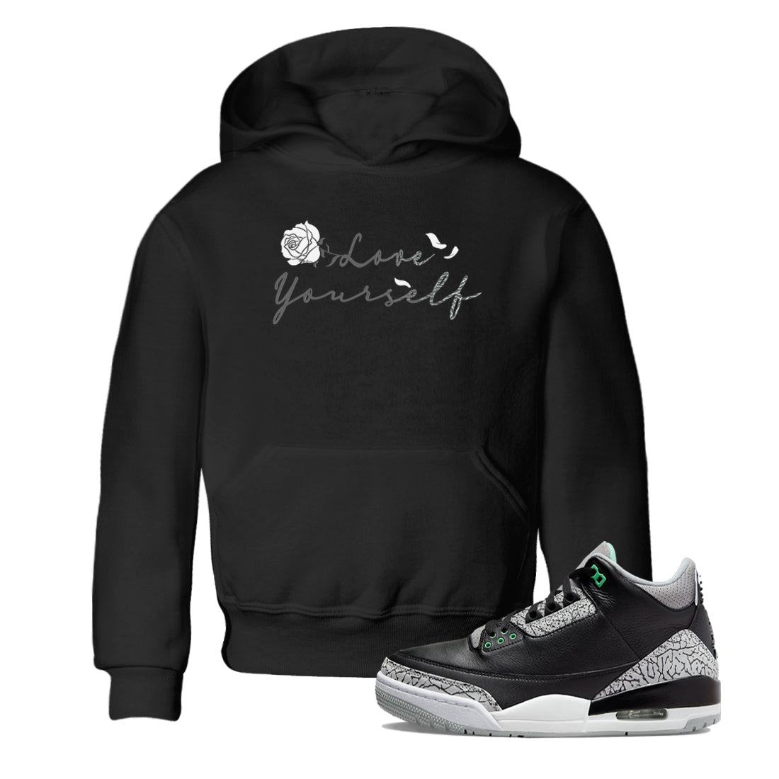 Love Yourself snkmatch Tees Kids - Air Jordan 3 Green Glow