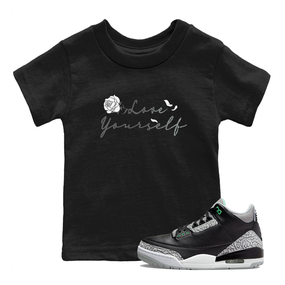 Love Yourself snkmatch Tees Kids - Air Jordan 3 Green Glow