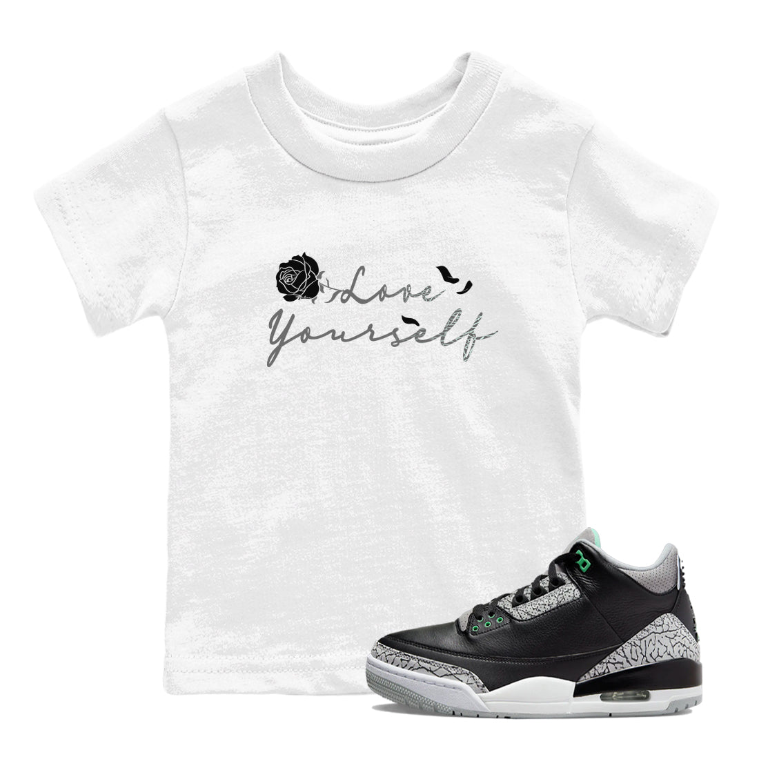 Love Yourself snkmatch Tees Kids - Air Jordan 3 Green Glow