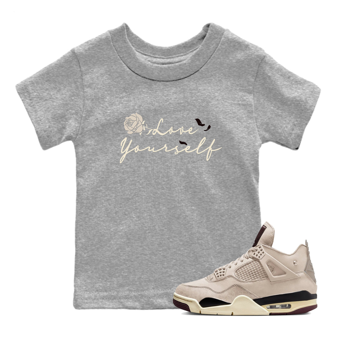 Love Yourself snkmatch Tees Kids - Air Jordan 4 A Ma Maniere x Fossil Stone