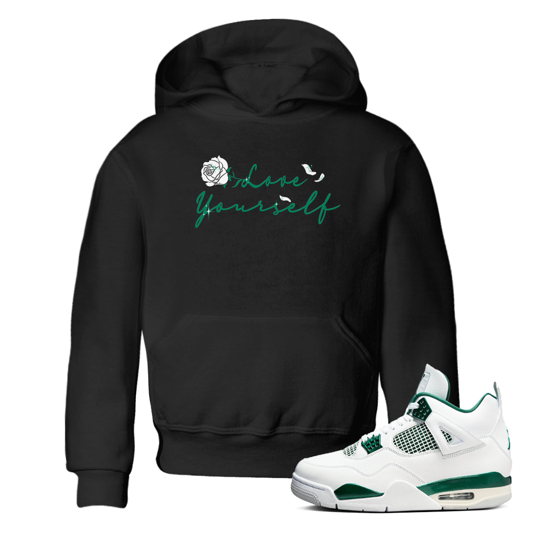 Love Yourself snkmatch Tees Kids - Air Jordan 4 Oxidized Green