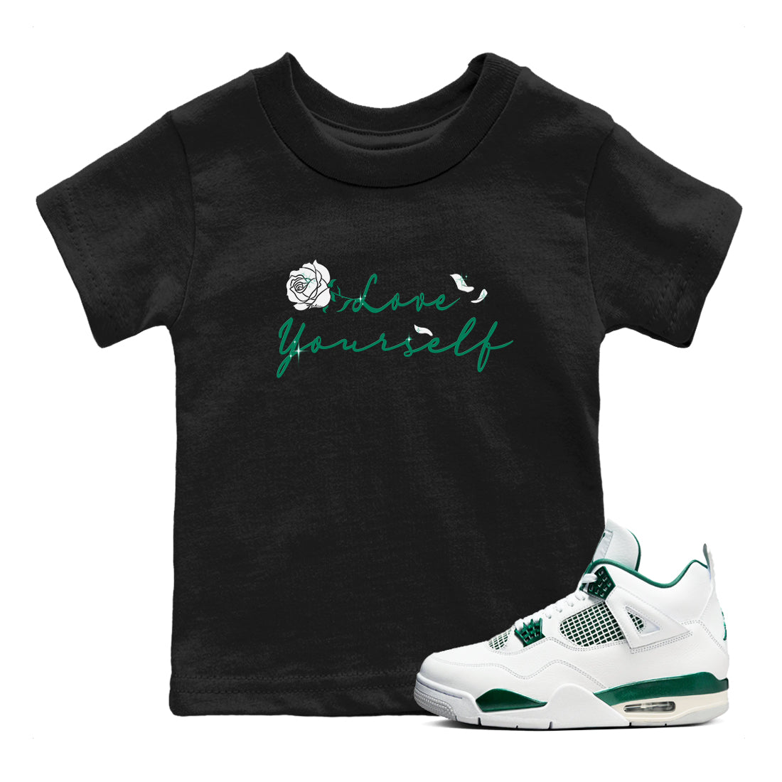 Love Yourself snkmatch Tees Kids - Air Jordan 4 Oxidized Green