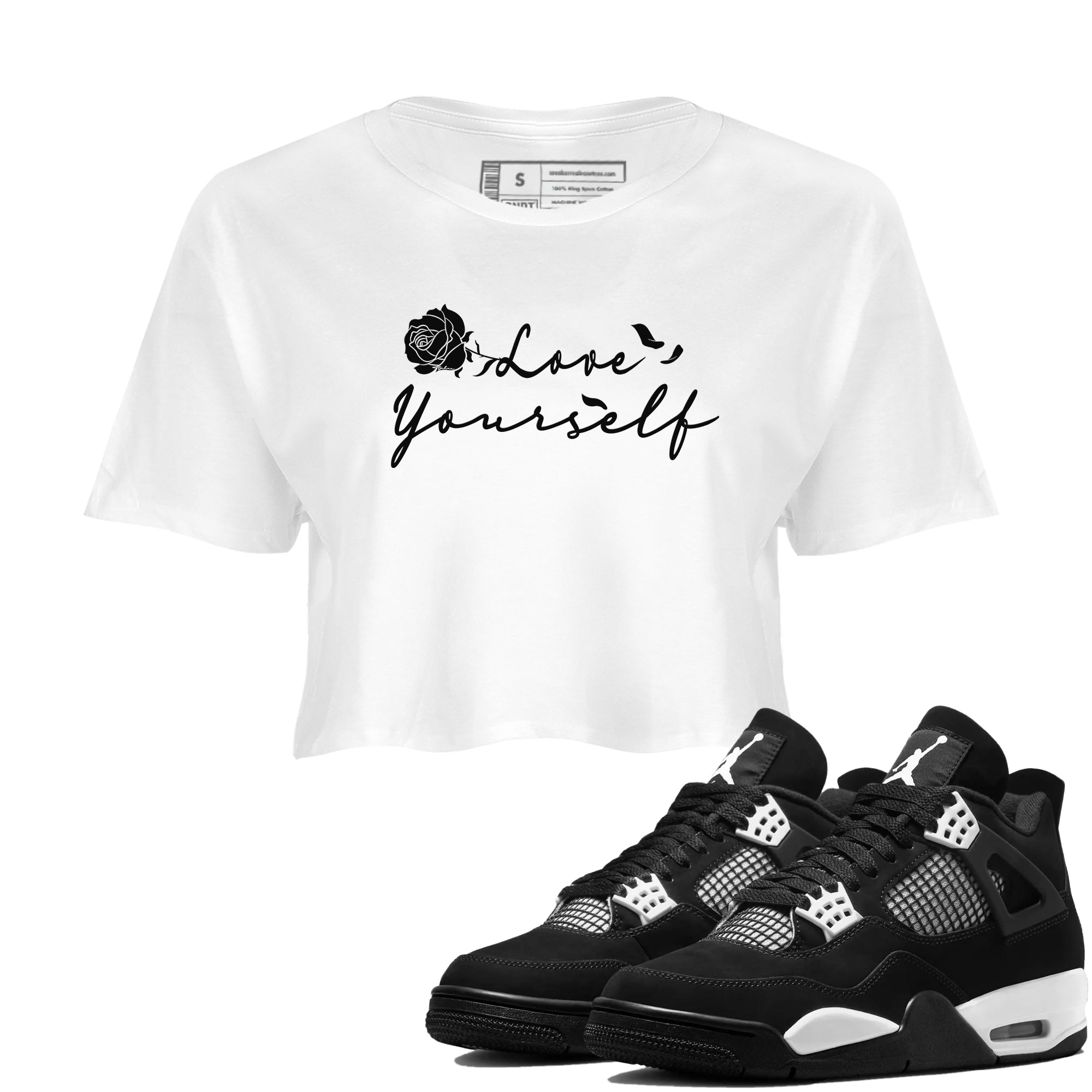 Love Yourself snkmatch Women's Top - Air Jordan 4 White Thunder
