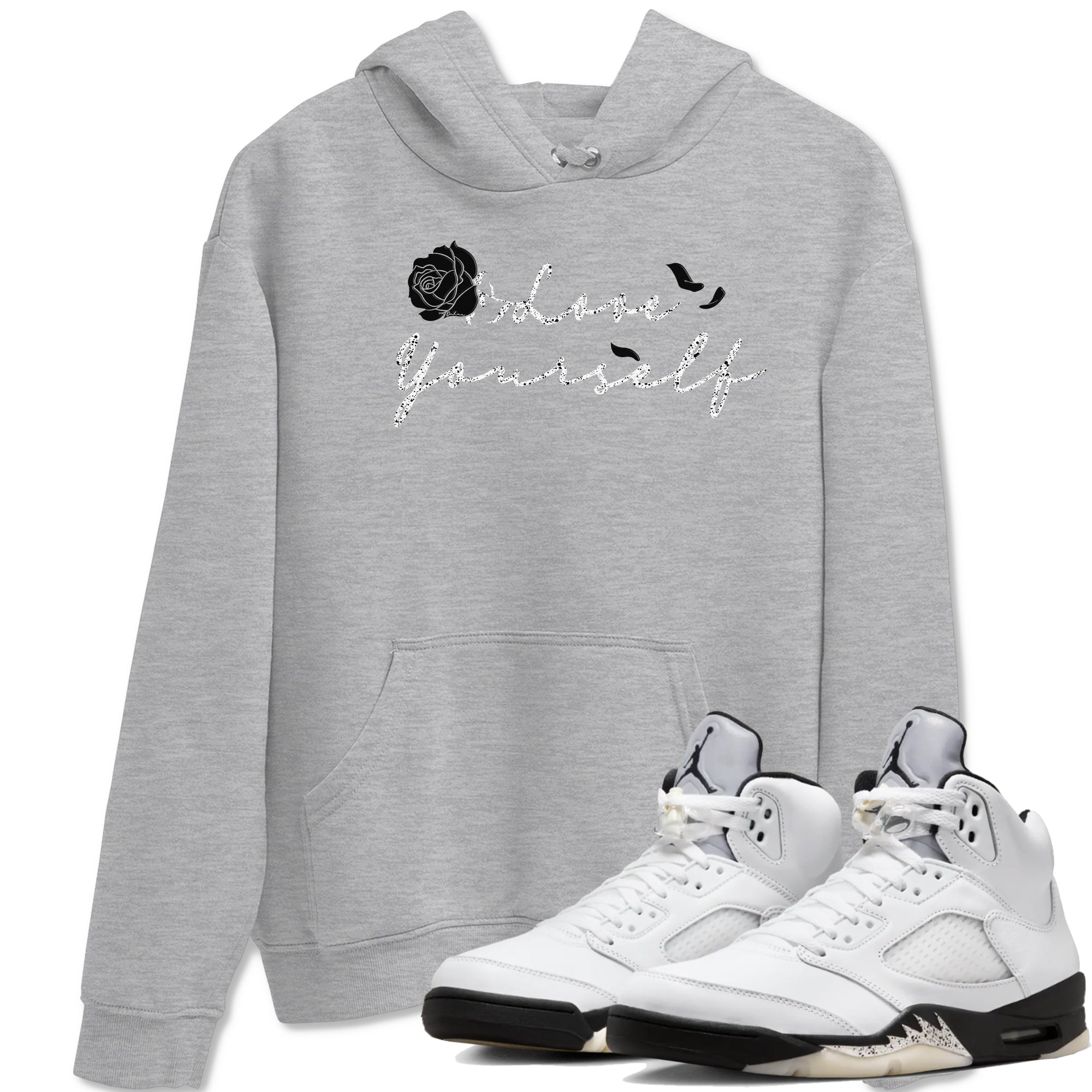 Love Yourself snkmatch Tees - Air Jordan 5 White Black