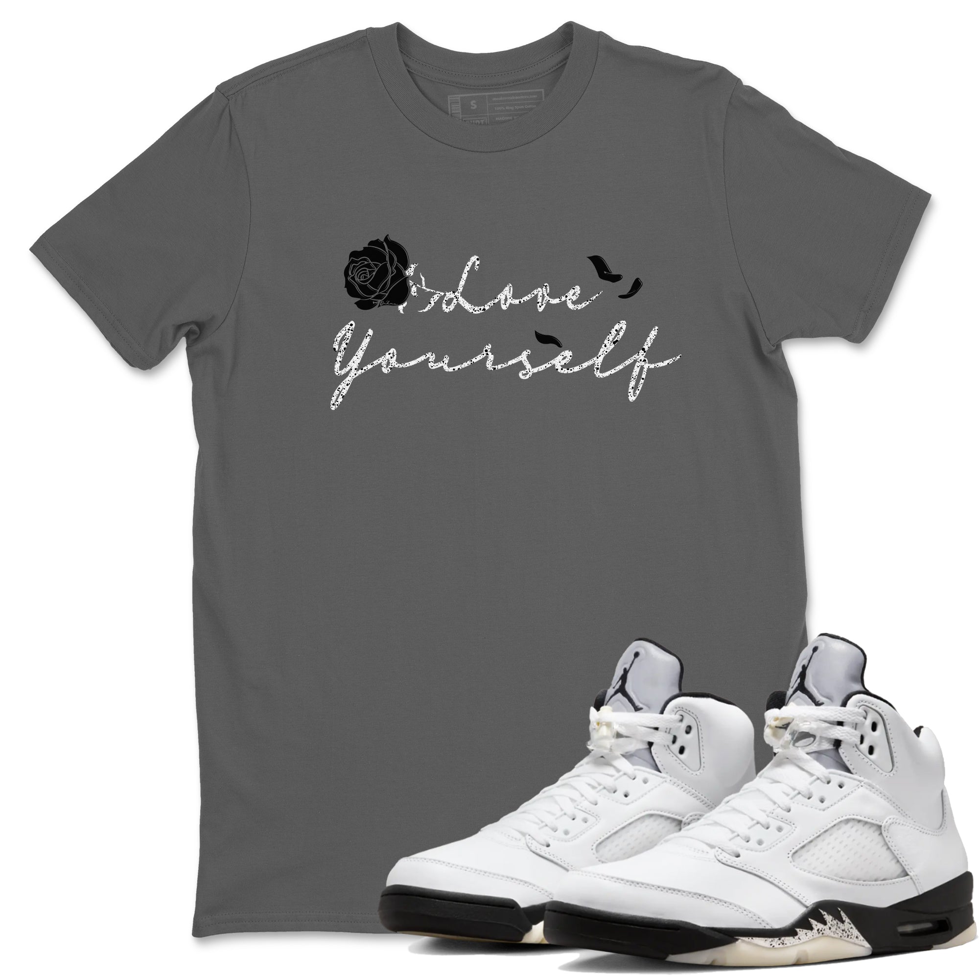 Love Yourself snkmatch Tees - Air Jordan 5 White Black