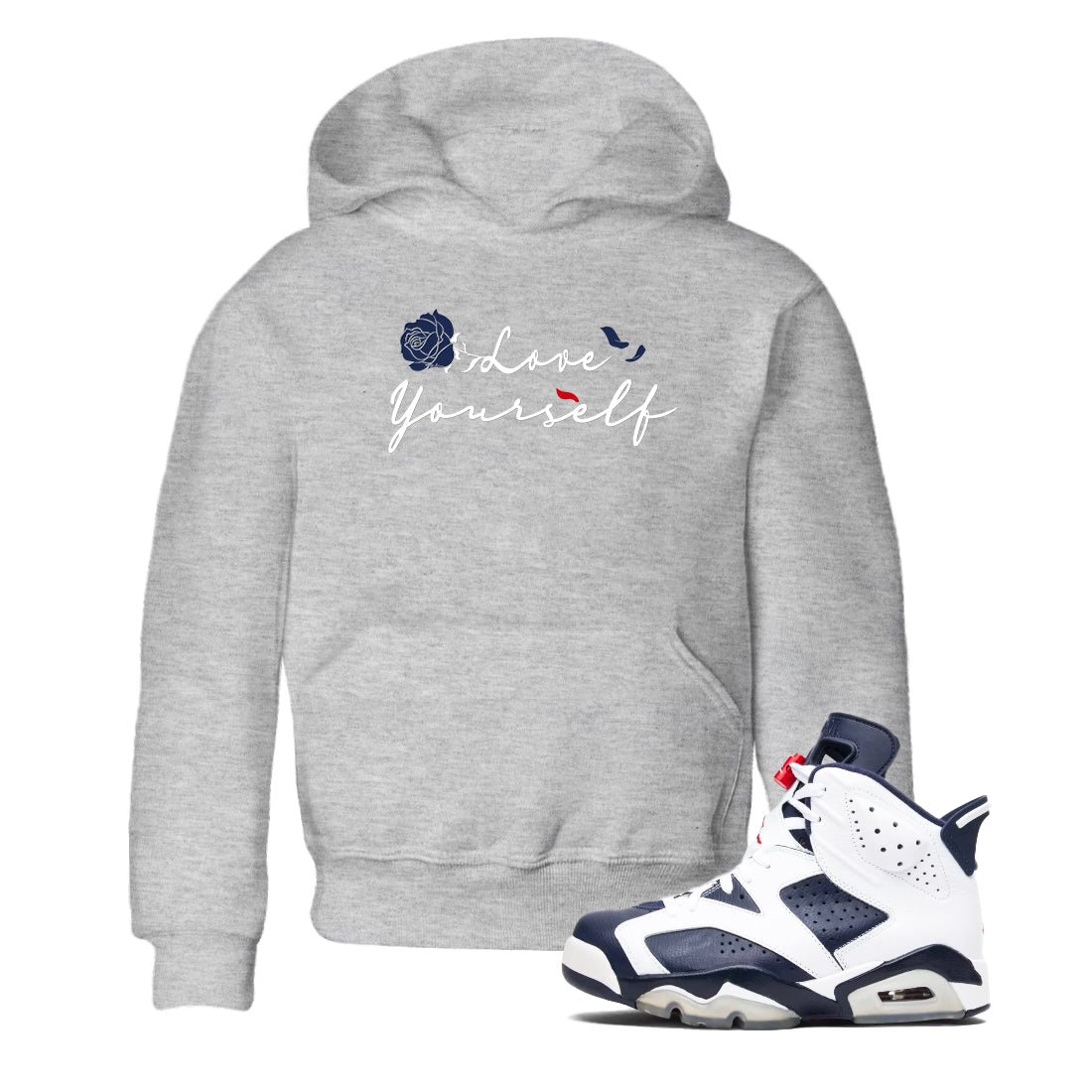 Love Yourself snkmatch Tees Kids - Air Jordan 6 White And Midnight Navy