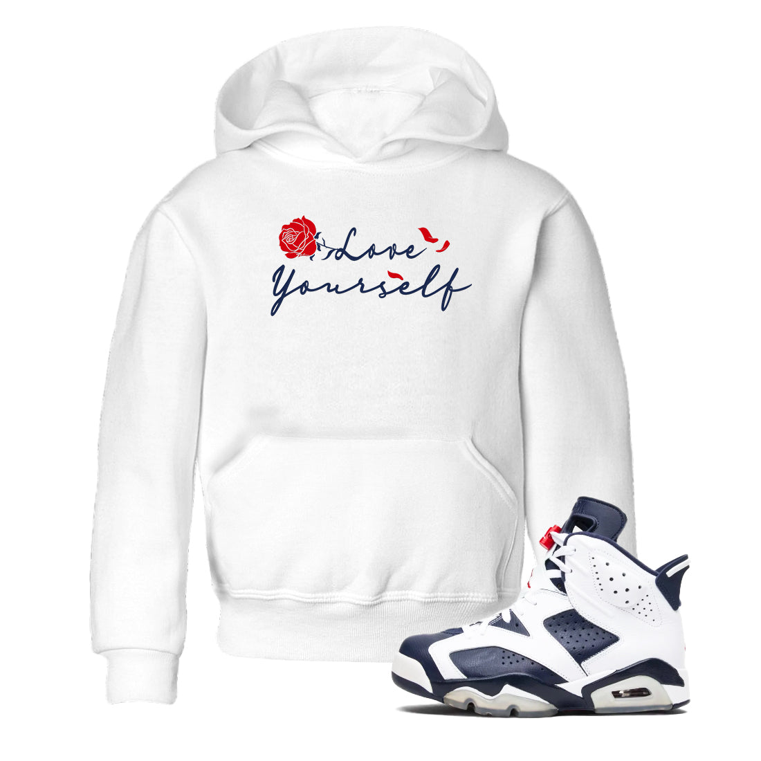 Love Yourself snkmatch Tees Kids - Air Jordan 6 White And Midnight Navy