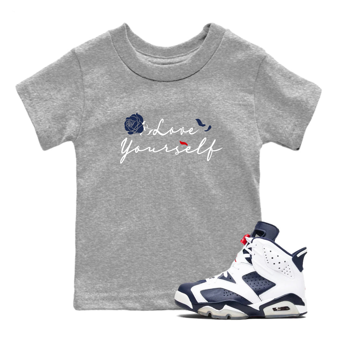 Love Yourself snkmatch Tees Kids - Air Jordan 6 White And Midnight Navy
