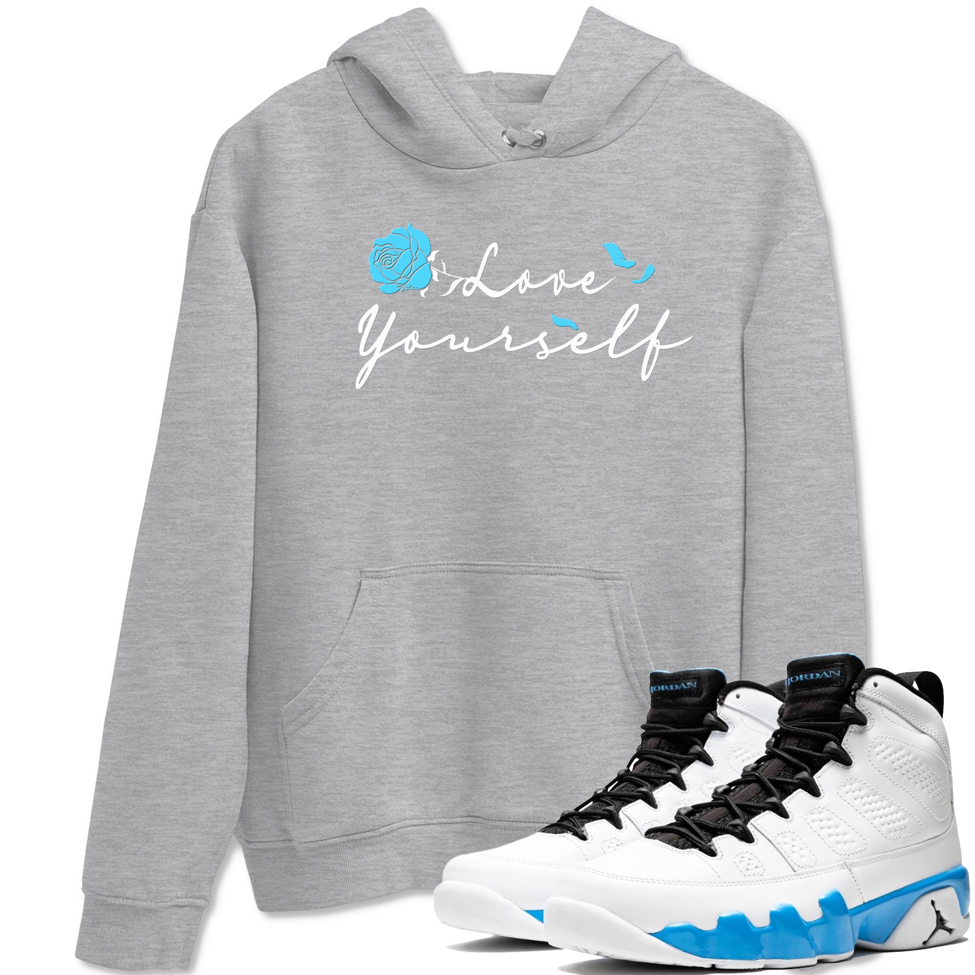 Love Yourself snkmatch Tees - Air Jordan 9 Powder Blue