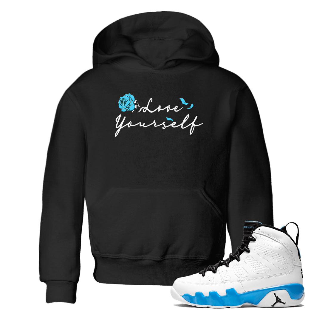 Love Yourself snkmatch Tees Kids - Air Jordan 9 Powder Blue
