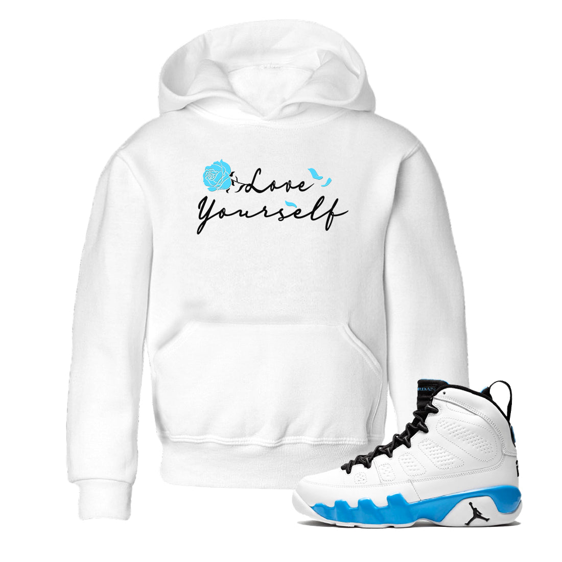 Love Yourself snkmatch Tees Kids - Air Jordan 9 Powder Blue