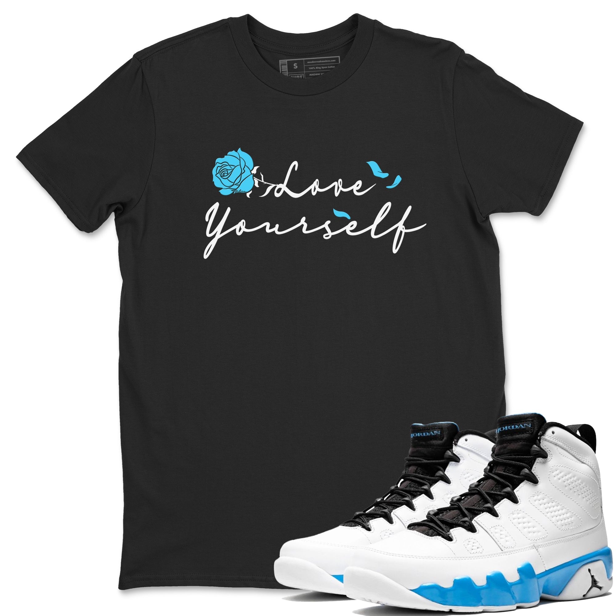 Love Yourself snkmatch Tees - Air Jordan 9 Powder Blue