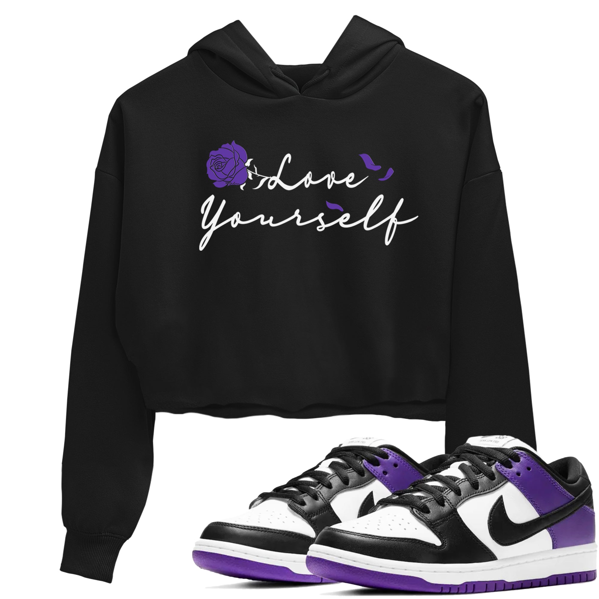 Love Yourself snkmatch Tees Crop Top - Dunk Low Court Purple