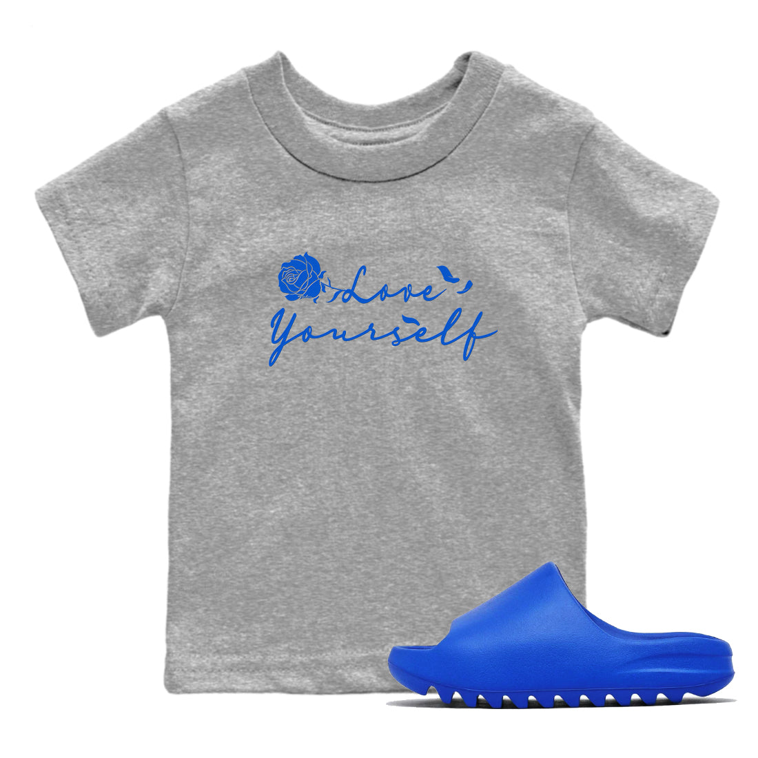 Love Yourself snkmatch Tees Kids - Yeezy Slide Azure
